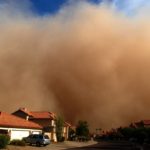 Massive dust storm blanketing an Arizona neighborhood