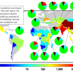 Global map showing annual premature deaths avoided globally by 2050