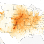 Map of the U.S. showing ammonia concentrations