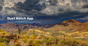 southwestern skyline with cacti, mountains, and a cloudy sky