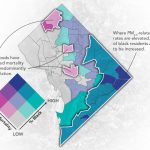 Map of Washington D.C. neighborhoods showing PM2.5 levels