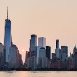 Hazy skies over the Manhattan skyline