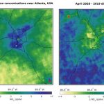 Map of Atlanta showing difference in ground level NO2