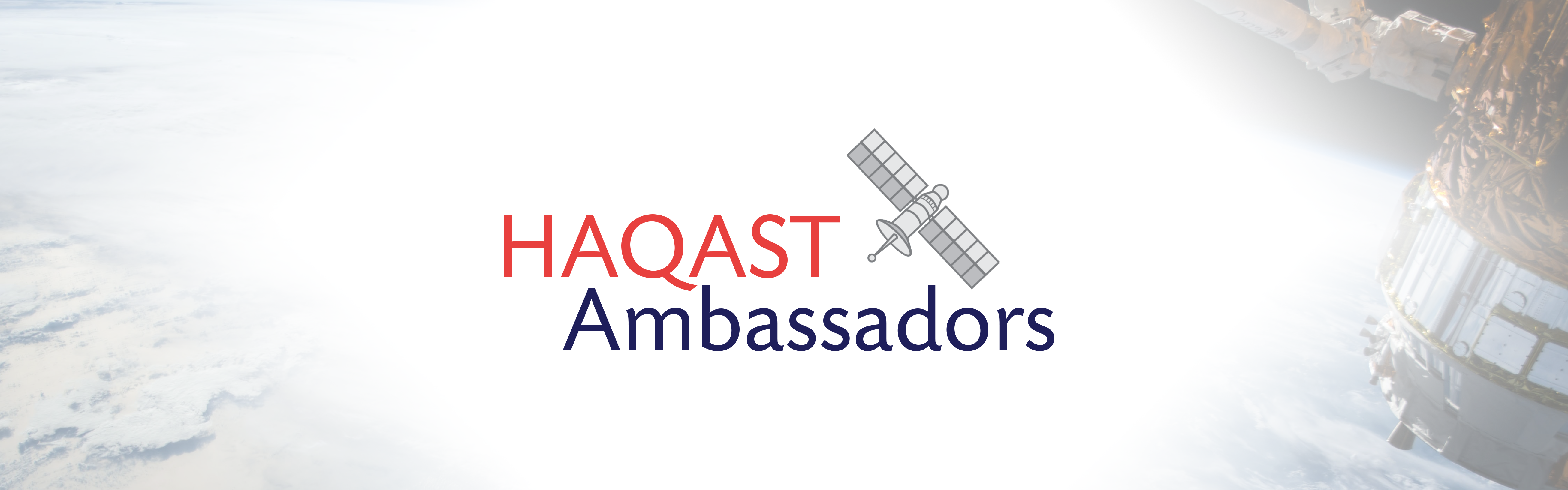 Satellite image of Earth with the HAQAST Ambassador logo centered on it.