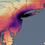 Map of the Northeastern coast of the U.S. showing concentrations of NO2
