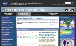 Screenshot of NASA GMAO website.